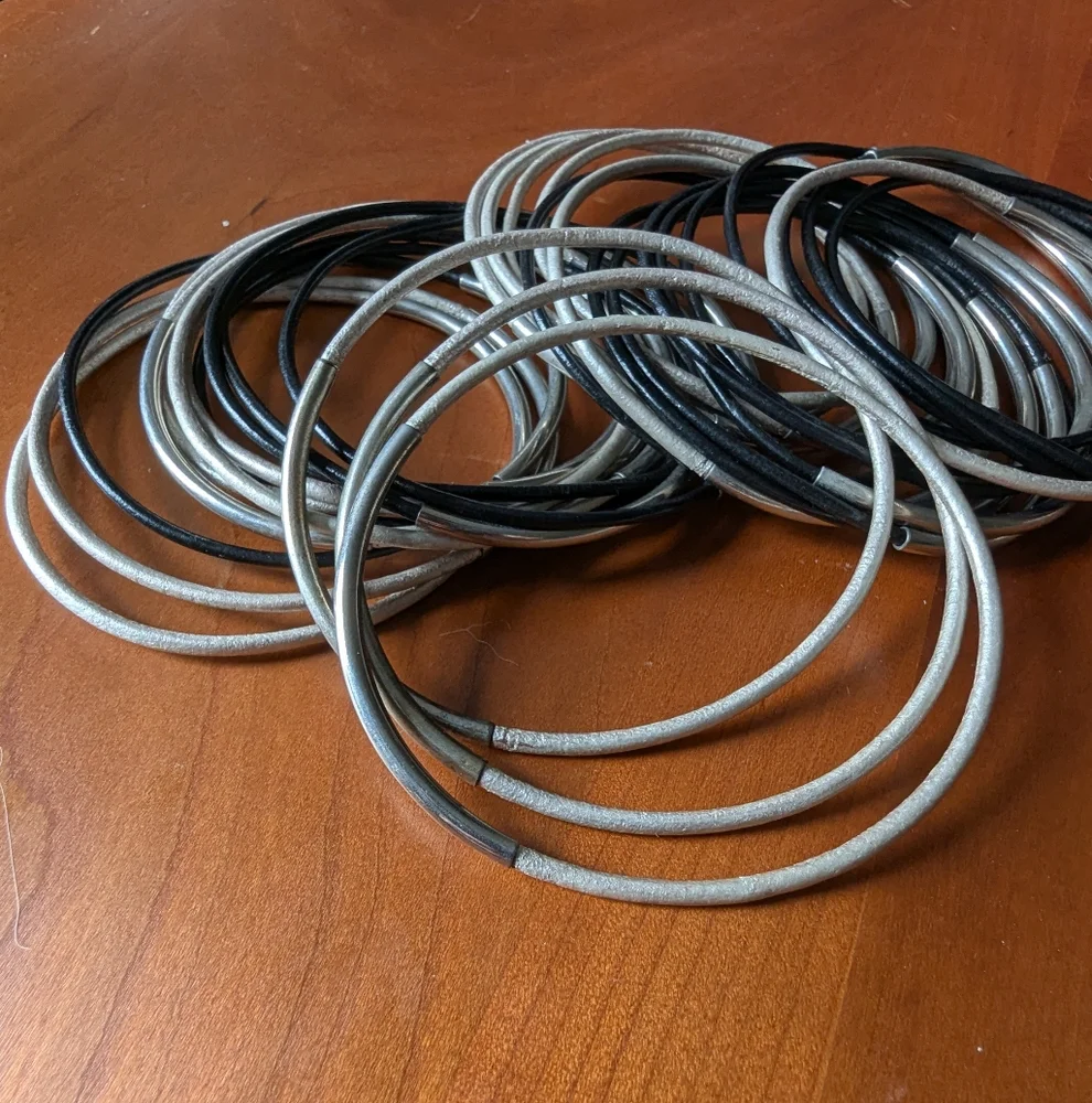 Silver and Black Bangle Set - Picture 3 of 4